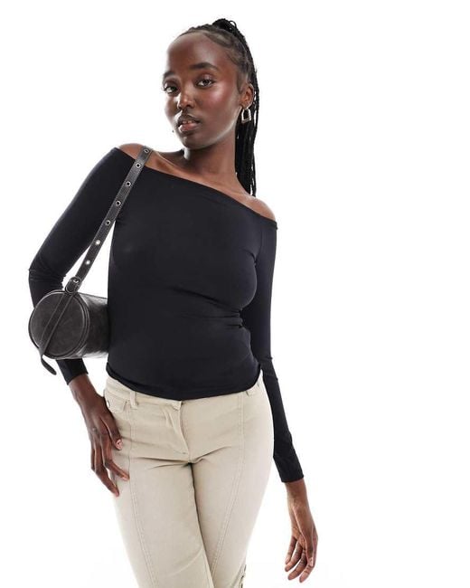 Weekday Black Off-shoulder Long Sleeve Top