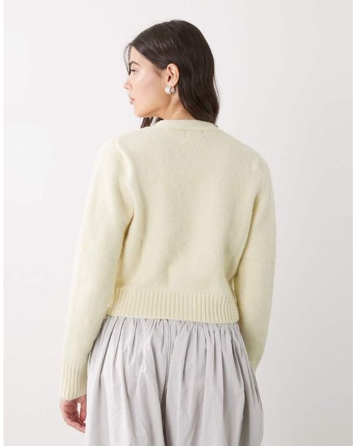 Monki Natural Compact Knitted Cardigan With Pockets