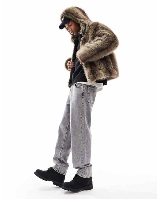 Bershka White Faux Fur Coat for men