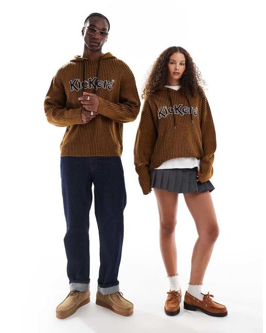 Kickers Brown Relaxed Knitted Hoodie