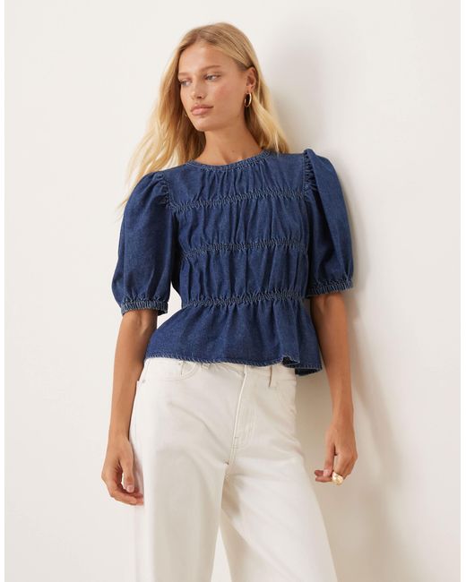 Vila Blue Denim Smock Top