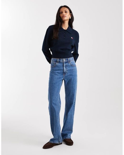 Jersey Azul Marino Con Cuello Tipo Polo De Punto Mullido De Tommy Hilfiger de color Blue