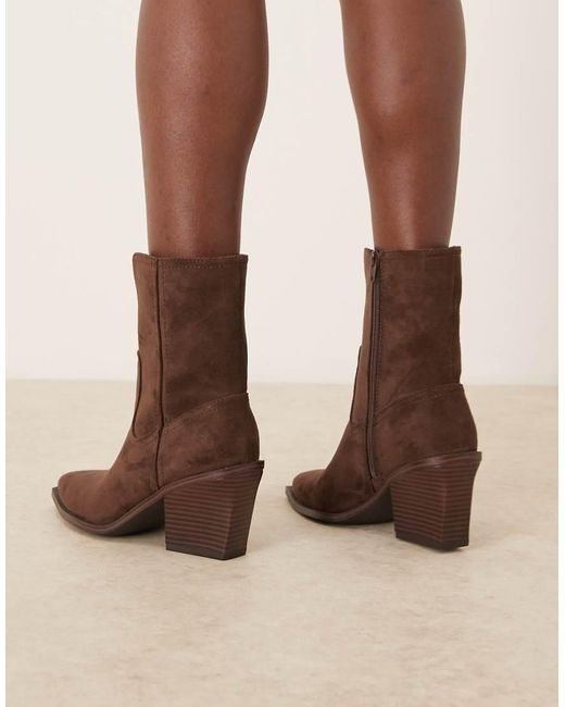 ASOS Brown Remone Heeled Western Boots
