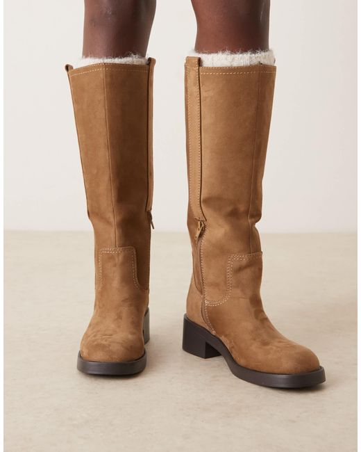 Conan - bottes chunky à enfiler en suédine - sable ASOS en coloris Brown