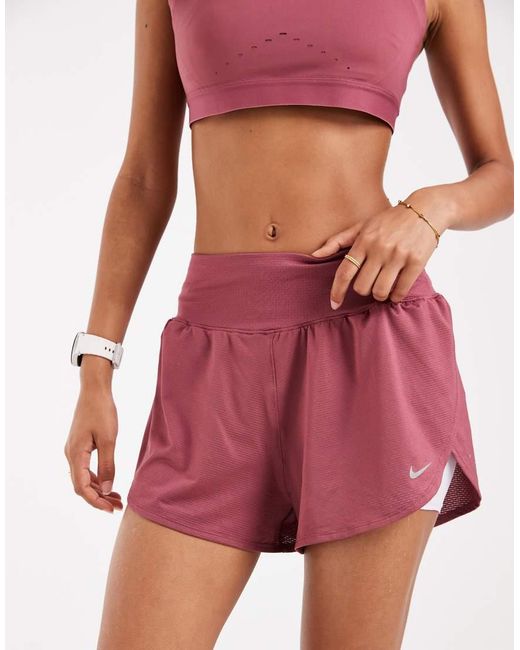 Nike Red Tempo Dri-Fit Mesh 2-In-1 Shorts