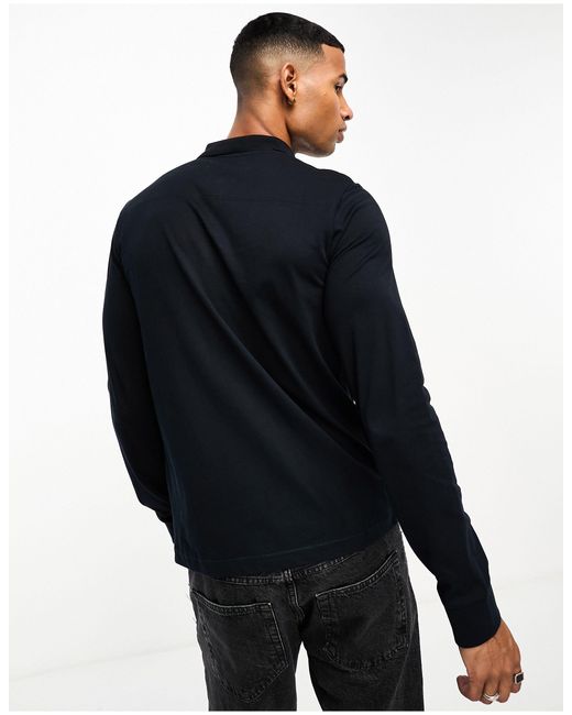 French Connection Blue Long Sleeve Polo for men