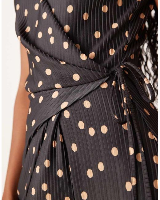 ASOS Natural Plisse Sleeveless Wrap Tie Front Maxi Dress