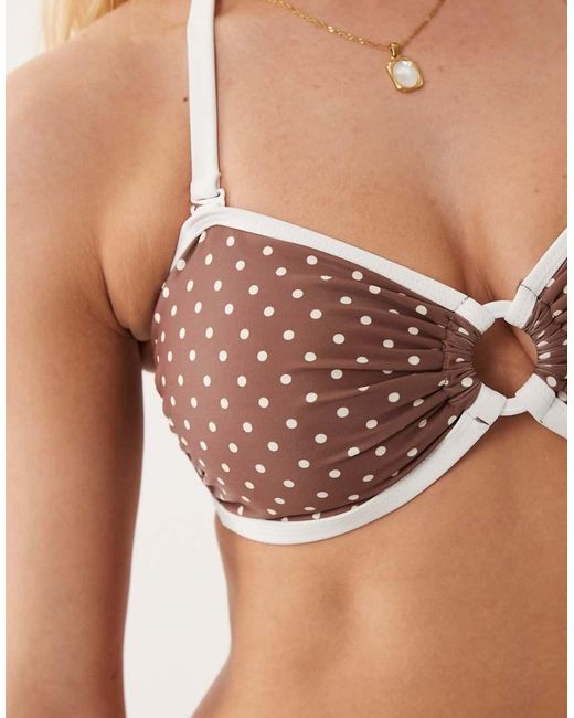 Peek & Beau Natural Bandeau Bikini Top With Contrast Trim