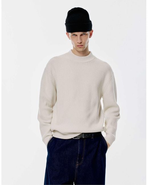 Pull en maille côtelée - cassé Pull&Bear pour homme en coloris White