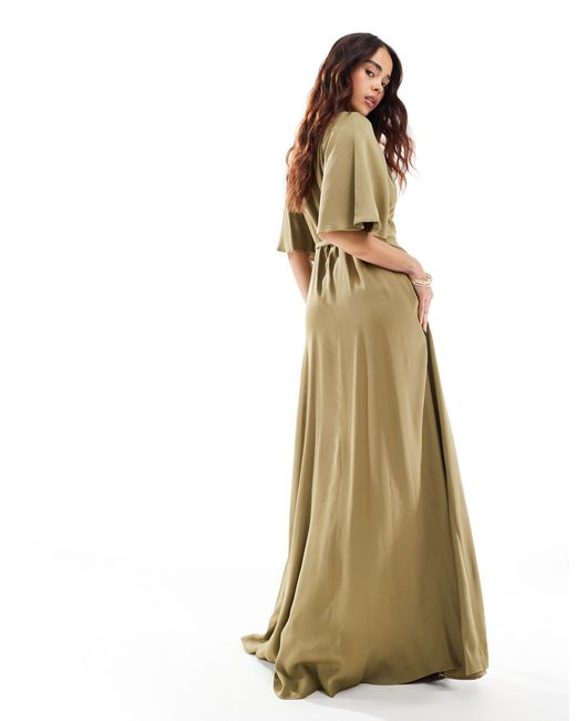 Maids To Measure Metallic Bridesmaid Flutter Sleeve Maxi Dress
