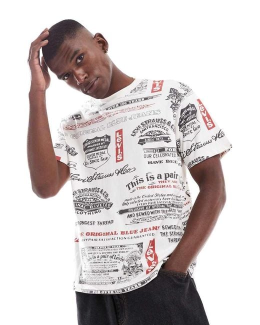 Levi's White Vintage Relaxed Fit All Over 501 Print T-Shirt for men