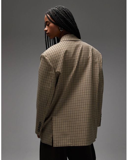 ASOS Gray – zweireihiger oversize-blazer mit kleinem karomuster