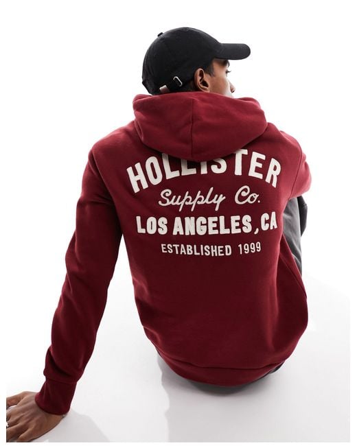 Felpa con cappuccio bordeaux con logo da Uomo di Hollister in