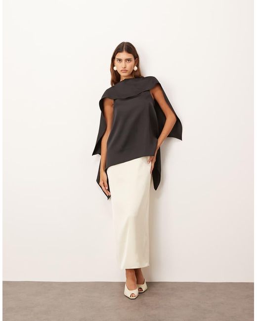 ARRANGE Natural Scarf Neck Square Cut Column Midi Dress