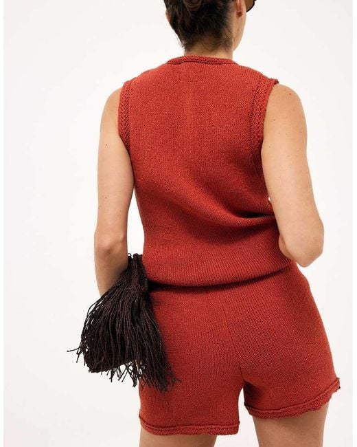 NA-KD Red Knitted Shorts