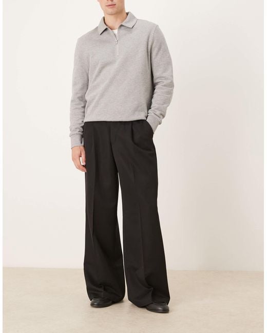 ASOS Black Smart Loose Leg Pants With Front Pleats for men
