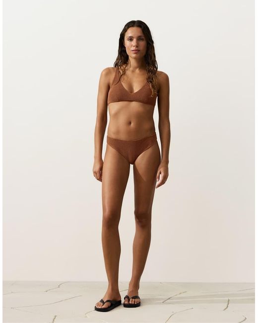 Oysho Brown Crinkle Halter Bikini