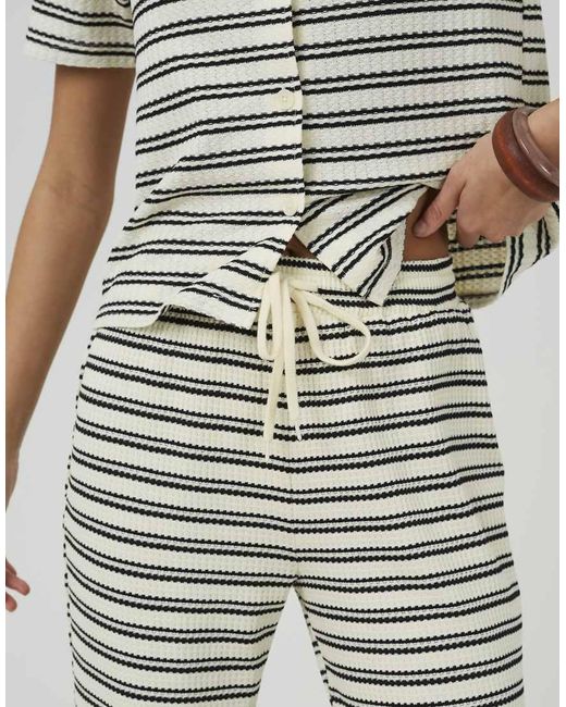 Brave Soul Gray Textured Jersey Stripe Straight Leg Trousers
