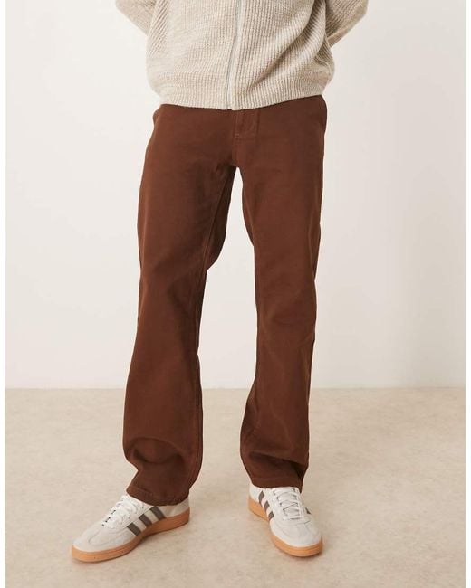 Chino Dritti Marroni di ASOS in Brown da Uomo