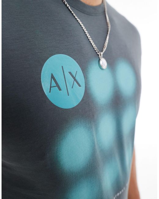 Armani Exchange Blue Blurred Circle Logo Print T-shirt for men