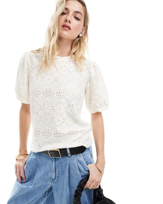 Object White Jersey Broderie T-shirt