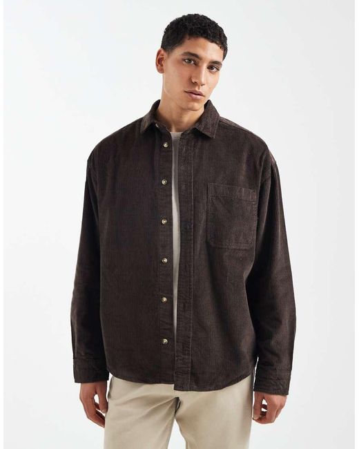 ASOS Brown Oversized Cord Shirt for men