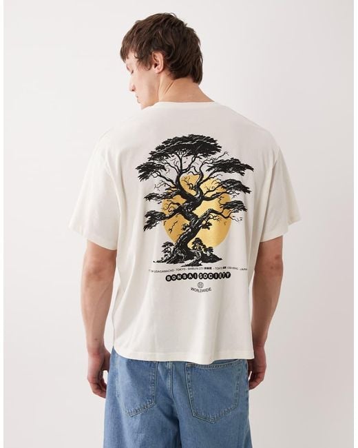 Jack & Jones Natural T-shirt Bonsai Back Print T-shirt for men