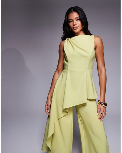 ASOS Metallic Twist Shoulder Draped Jumpsuit