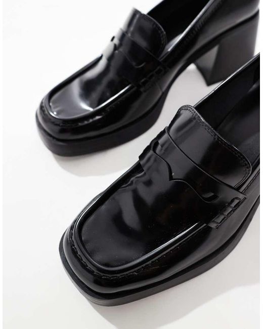 Bershka Black Faux Leather Loafers