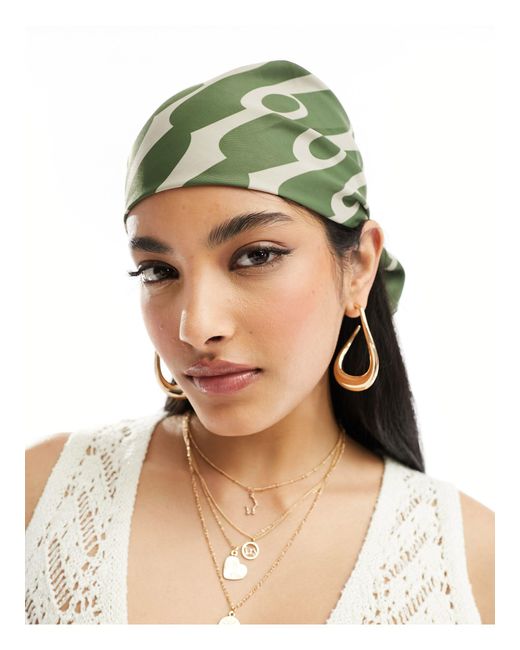 ASOS Green Monogram Print Headscarf