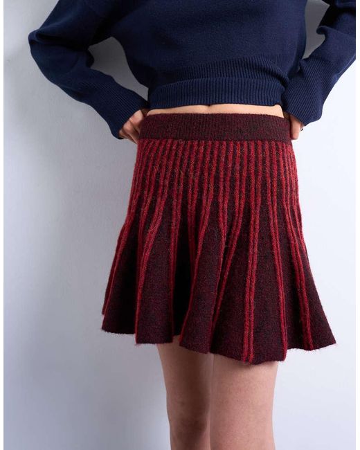 Minifalda De Punto Acanalado De (Parte De Un Conjunto)-Rojo TOPSHOP de color Blue