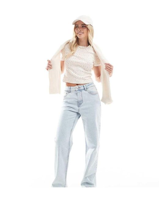 Miss Selfridge Blue Heart Pocket Straight Leg Jeans