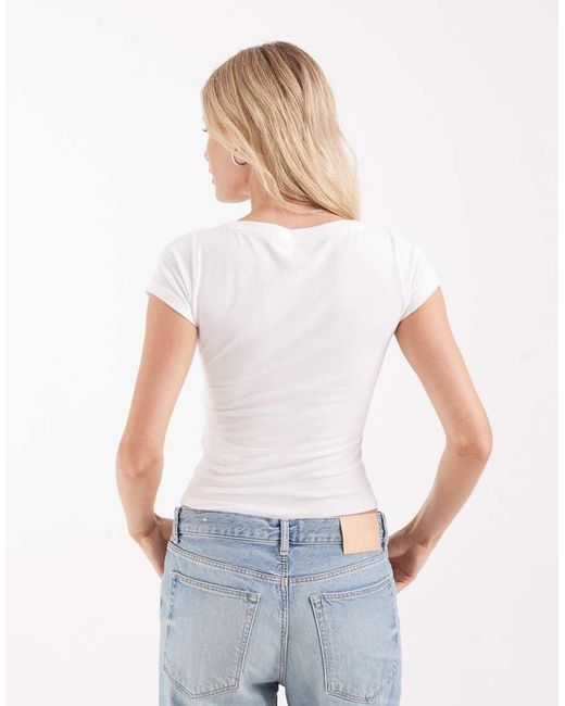 Hollister White V Neck Wrap Front Top