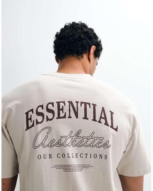 Jack & Jones Gray Essentials Backprint T-shirt for men