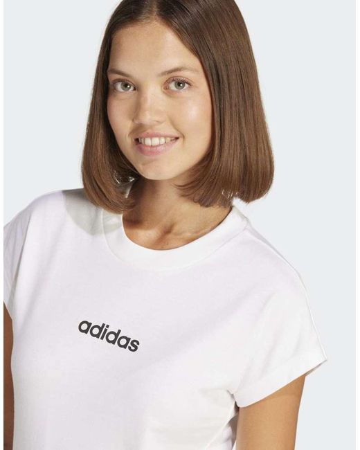 Camiseta Blanca Y Negra De Algodón Essentials Linear De -Blanco Adidas Originals de color White