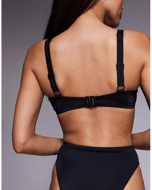 ASOS Black Fuller Bust Maya Marina Del Ray High Apex Plunge Underwired Bikini Top
