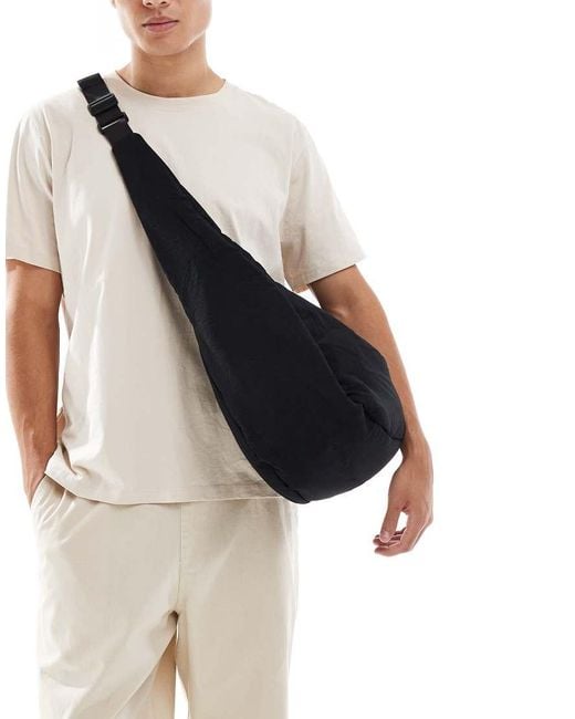 Jack & Jones Black Oversized Crossbody Sling Bag for men