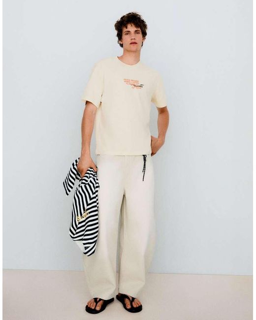 Bershka Green Boxy Oversized Print T-Shirt for men