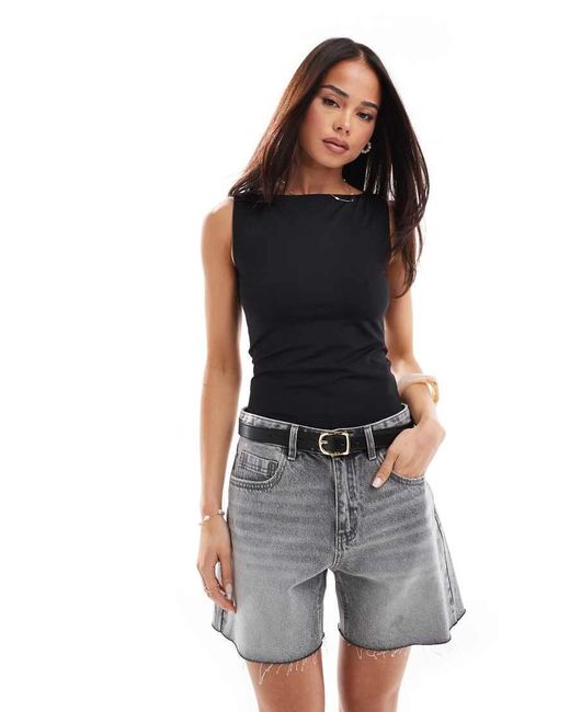 Stradivarius Body Met Boothals in het Black