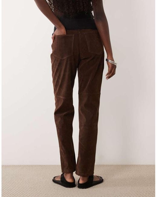 Bardot Brown Faux Suede High Waisted Button Pants