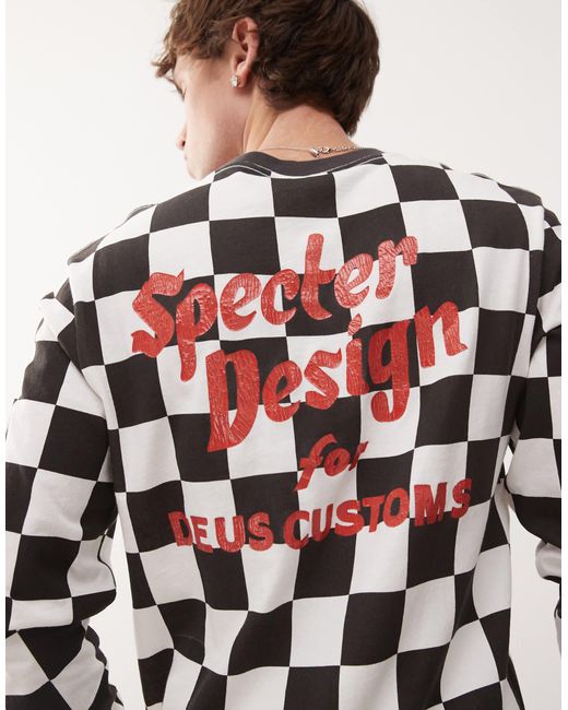Deus Ex Machina – specter – -weiß gemustertes t-shirt mit moto-grafikprint in White für Herren