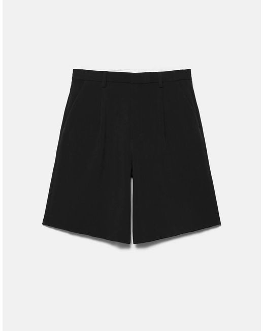 Pull&Bear Black Smart Bermuda Shorts With Pleats for men