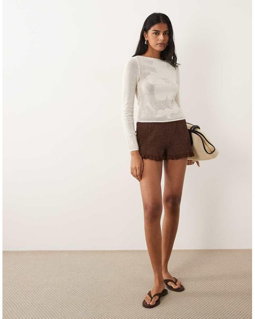 ASOS White Fine Knit Floral Top