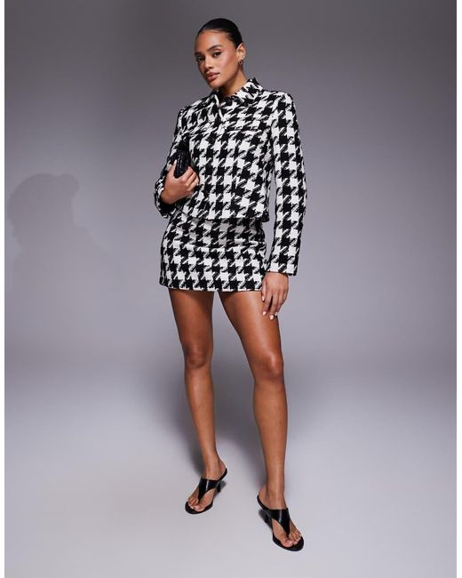 River Island Blue Dogtooth Two Pocket Cropped Jacket