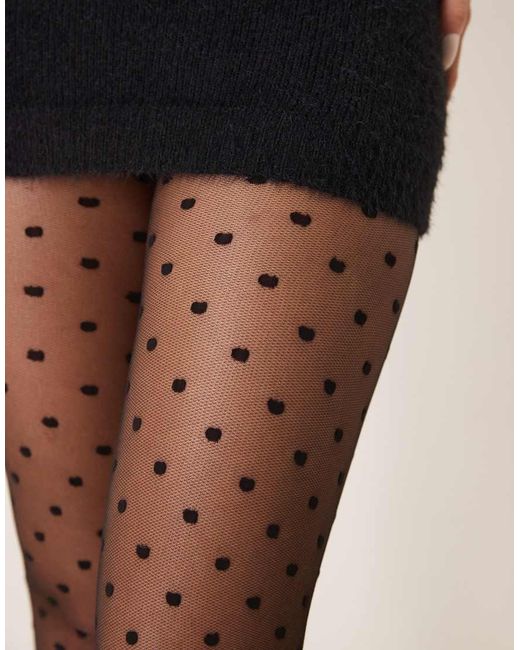 ASOS Black Medium Polka Dot Tights