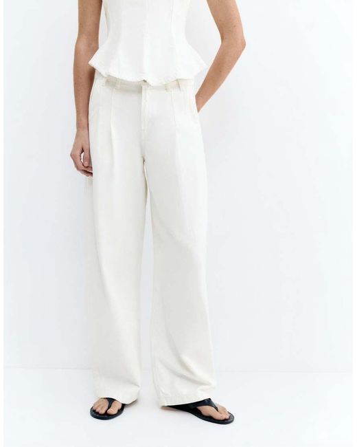 Pull&Bear White Pleated Balloon Fit baggy Jeans