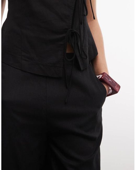ASOS Black Linen Wide Leg Trouser Co-Ord