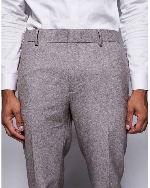River Island Gray Slim Textured Suit Pants for men