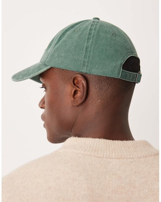 ASOS Green Washed Cap With Embroidery for men