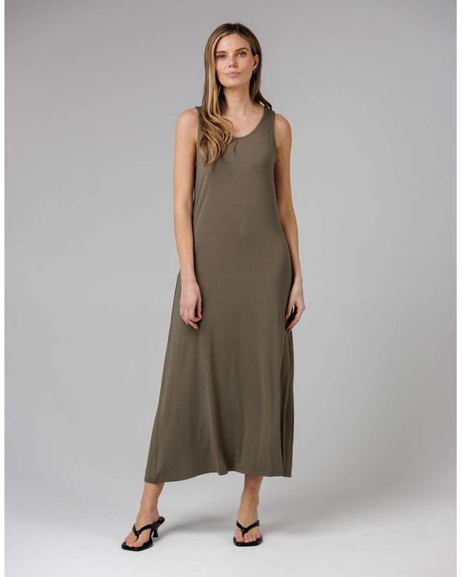French Connection Green Sleeveless Scoop Neck Flowy Maxi Dress
